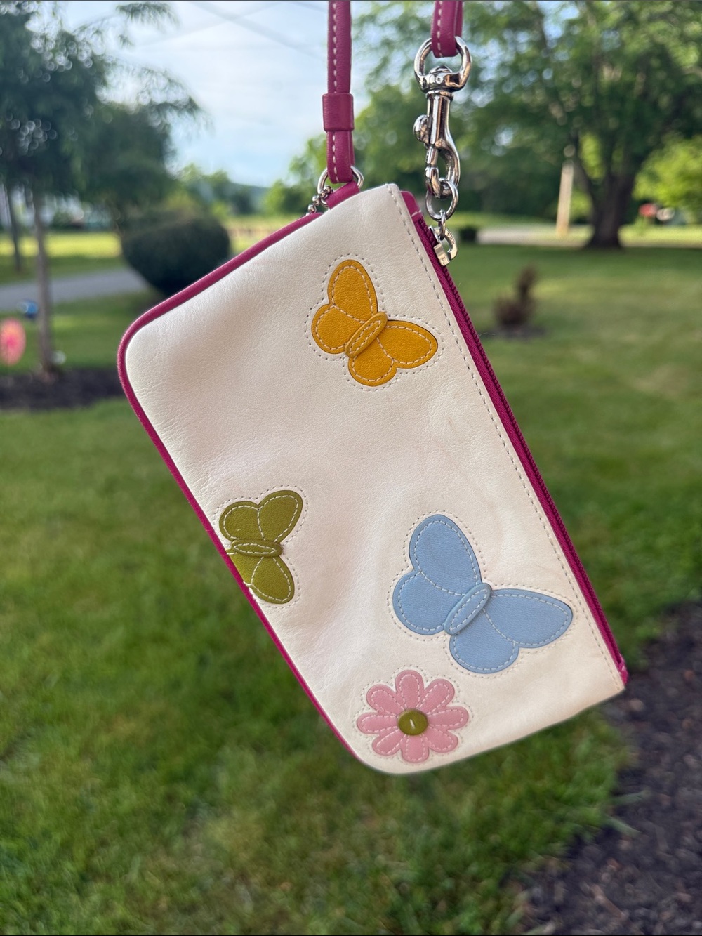 Coach Y2K Leather Butterfly Appliqué Wristlet